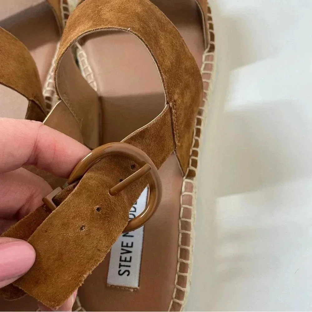 Steve Madden Ethan Tan Suede Espadrille Sandal Size 8
